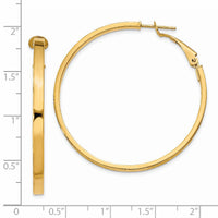 14k 3x45mm Polished Square Tube Round Hoop Earrings-PRE232
