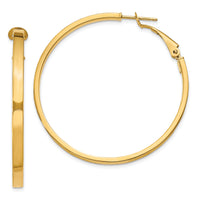 14k 3x45mm Polished Square Tube Round Hoop Earrings-PRE232
