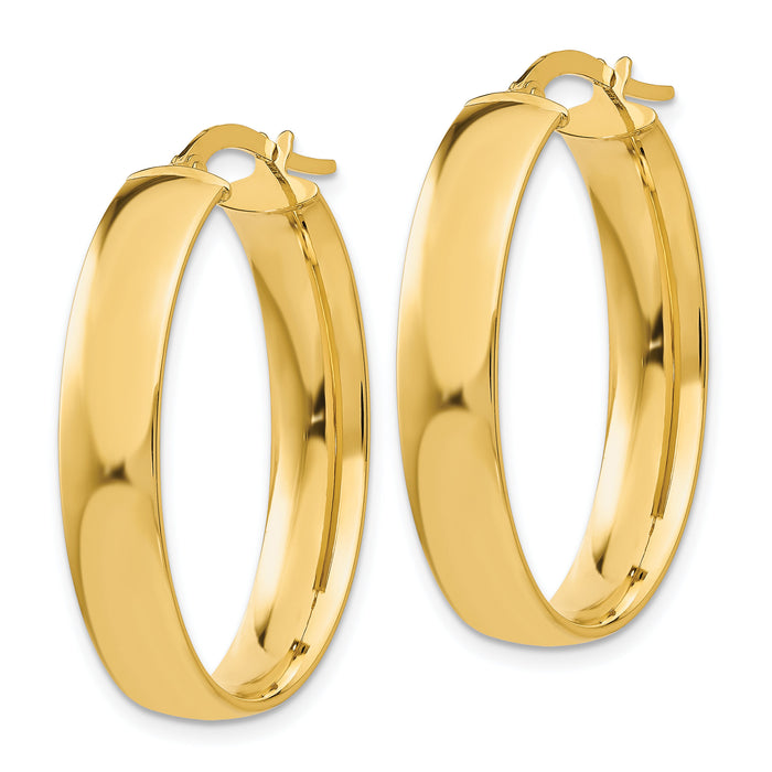 14k 5.75mm Polished Oval Hoop Earrings-PRE235