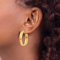 14k 5.75mm Polished Oval Hoop Earrings-PRE235