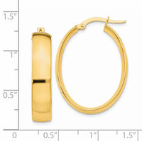 14k 5.75mm Polished Oval Hoop Earrings-PRE235
