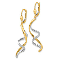 14K Two-tone Spiral Leverback Earrings-PRE305