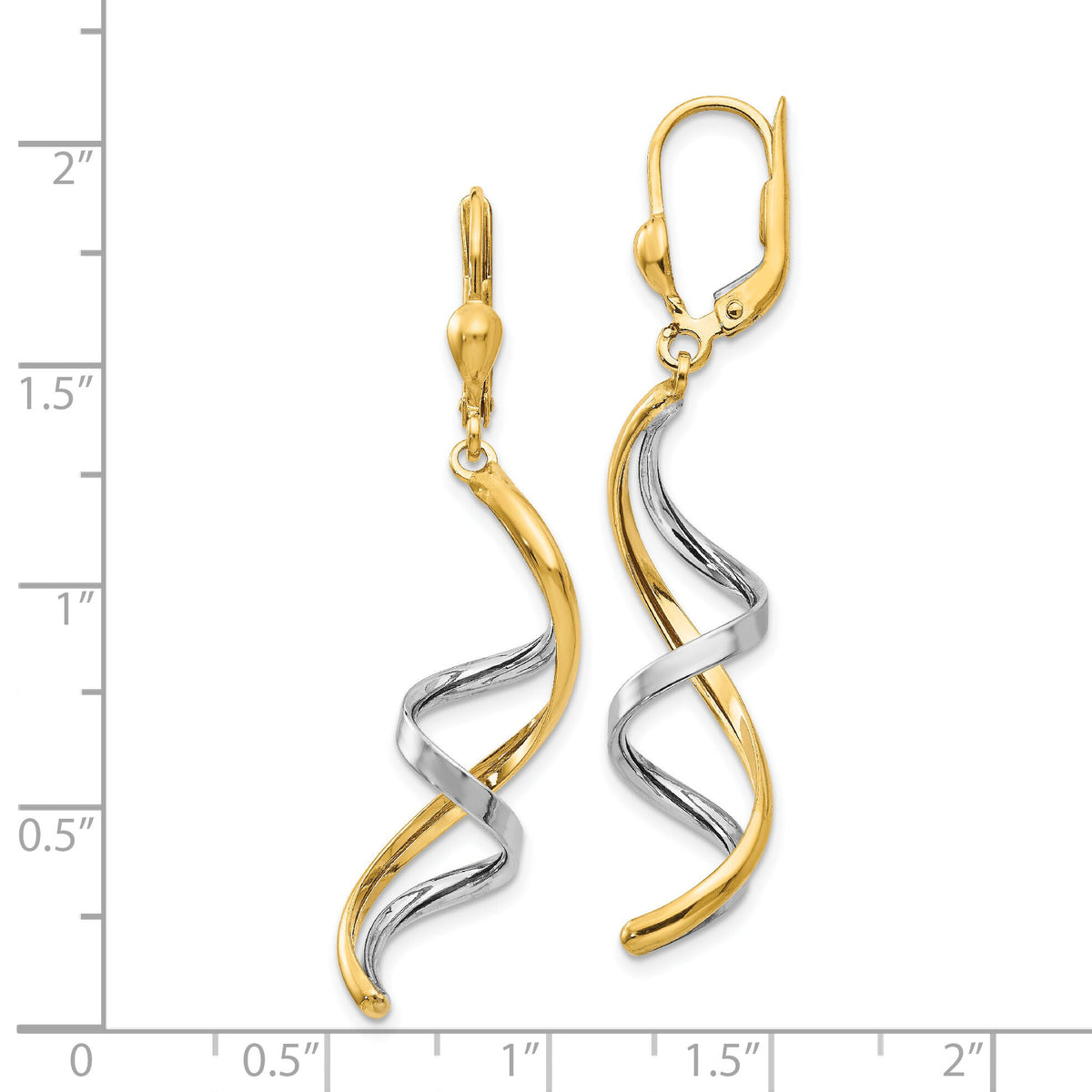 14K Two-tone Spiral Leverback Earrings-PRE305