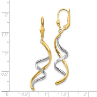 14K Two-tone Spiral Leverback Earrings-PRE305