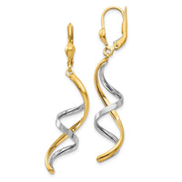 14K Two-tone Spiral Leverback Earrings-PRE305