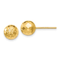 14k 8mm Diamond-cut Mirror Ball Post Earrings-PRE317