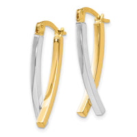 14K Two-tone Hinged Tube Earrings-PRE339