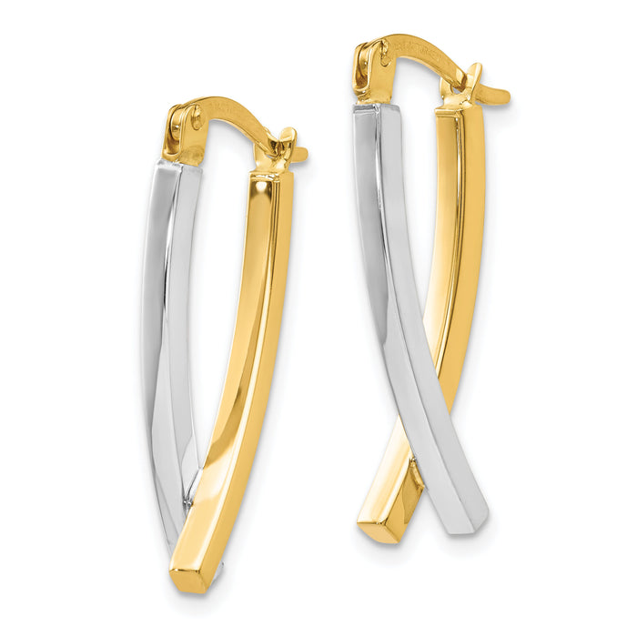 14K Two-tone Hinged Tube Earrings-PRE339