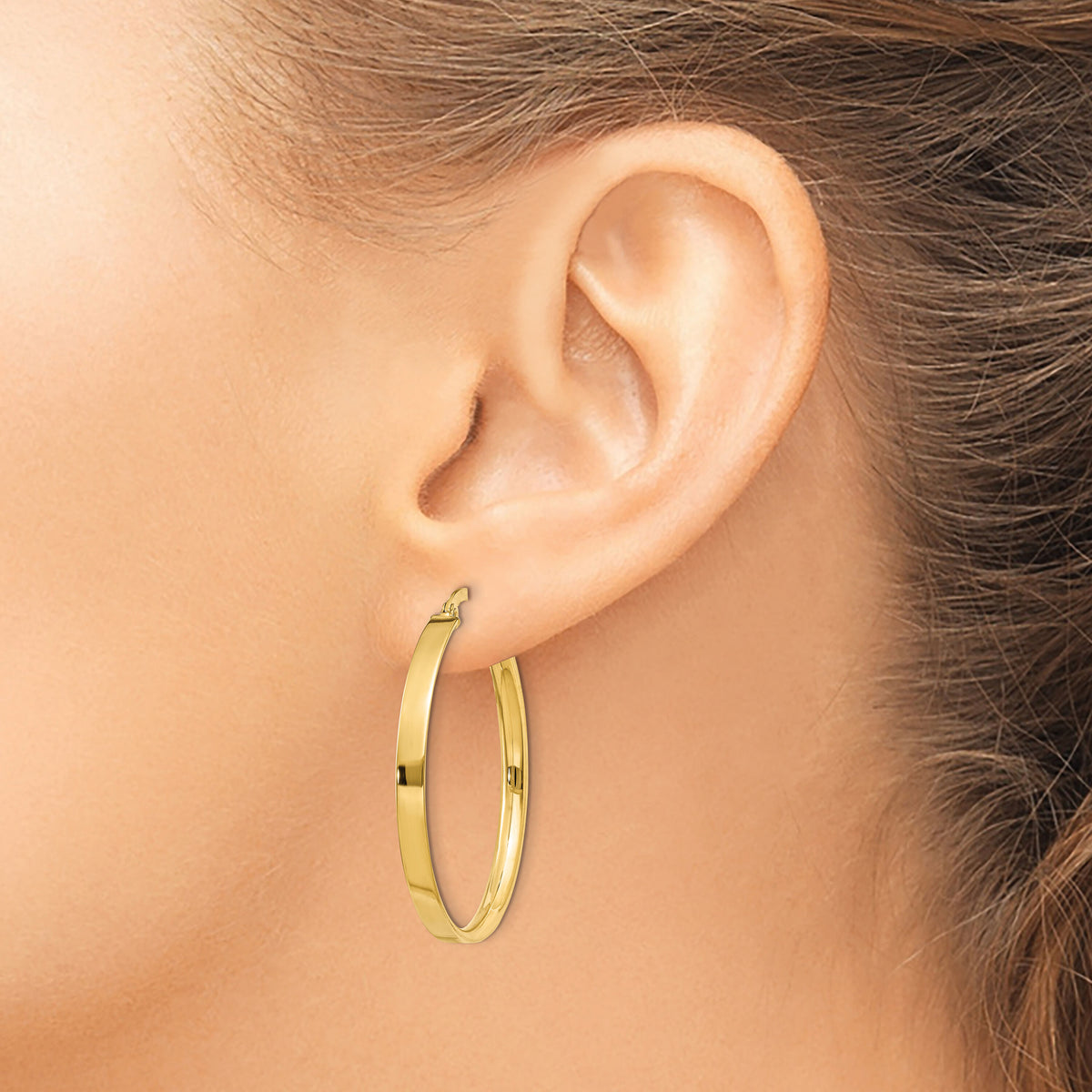 14K 3mm XL Hoop Earrings-PRE555