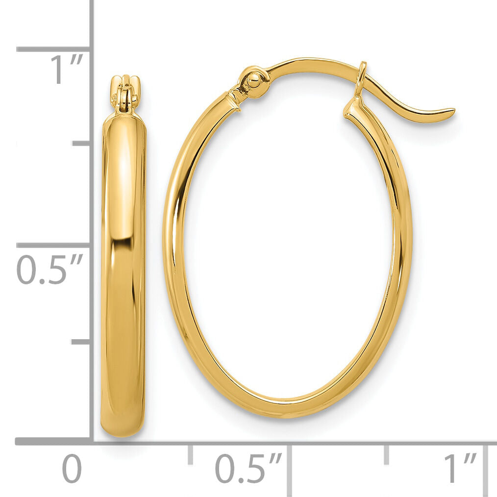 14K Oval Hoop Earrings-PRE556