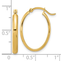 14K Oval Hoop Earrings-PRE556