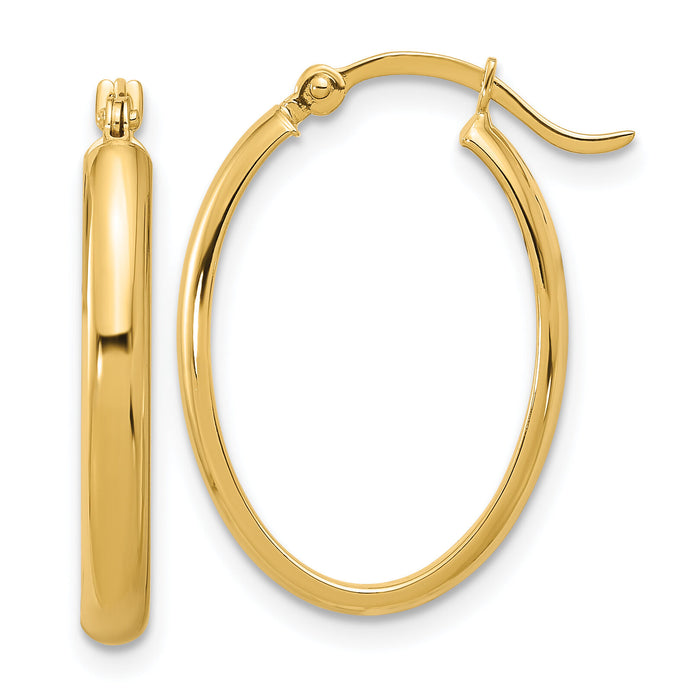 14K Oval Hoop Earrings-PRE556