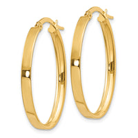 14K 3mm Oval Hoop Earrings-PRE557