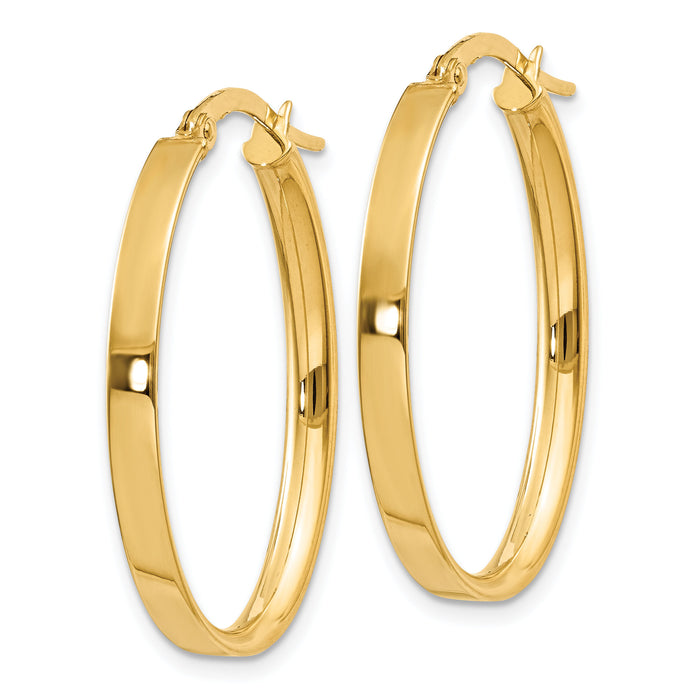 14K 3mm Oval Hoop Earrings-PRE557