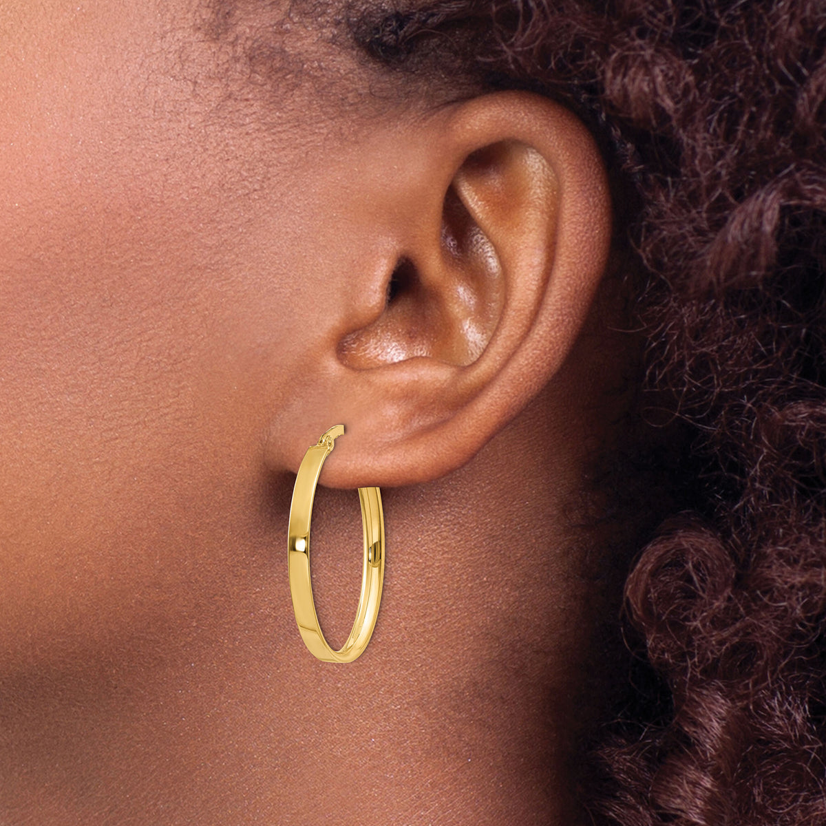 14K 3mm Oval Hoop Earrings-PRE557