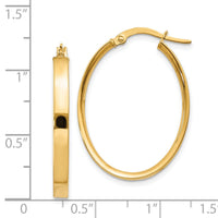 14K 3mm Oval Hoop Earrings-PRE557