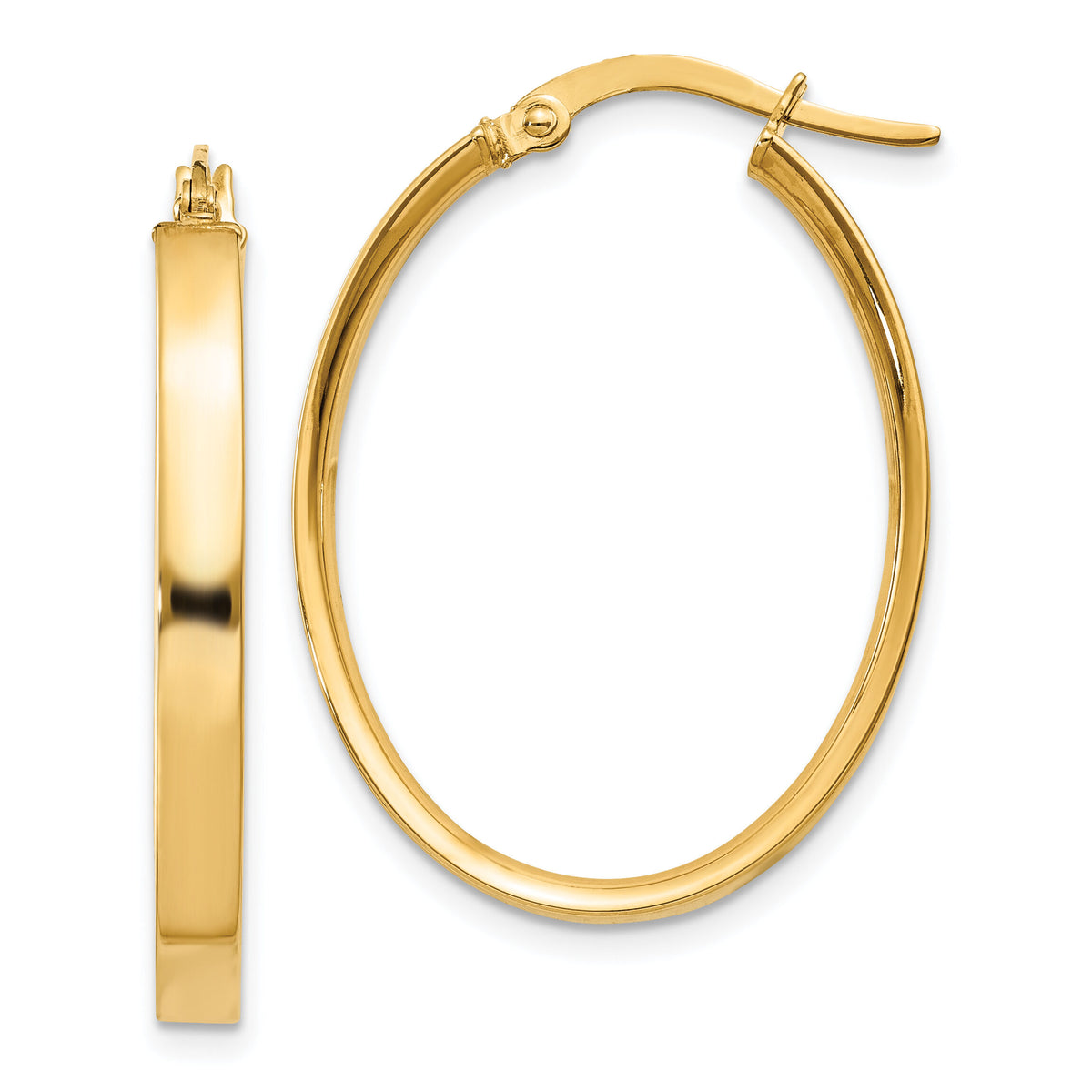 14K 3mm Oval Hoop Earrings-PRE557