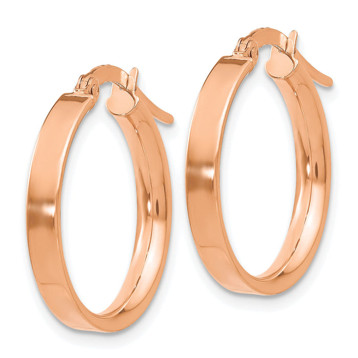 14K Rose Gold 3mm Small Hoop Earrings-PRE558