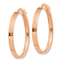 14K Rose Gold 3mm Large Hoop Earrings-PRE560