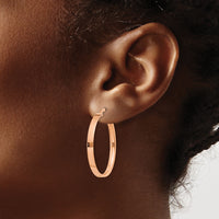 14K Rose Gold 3mm Large Hoop Earrings-PRE560