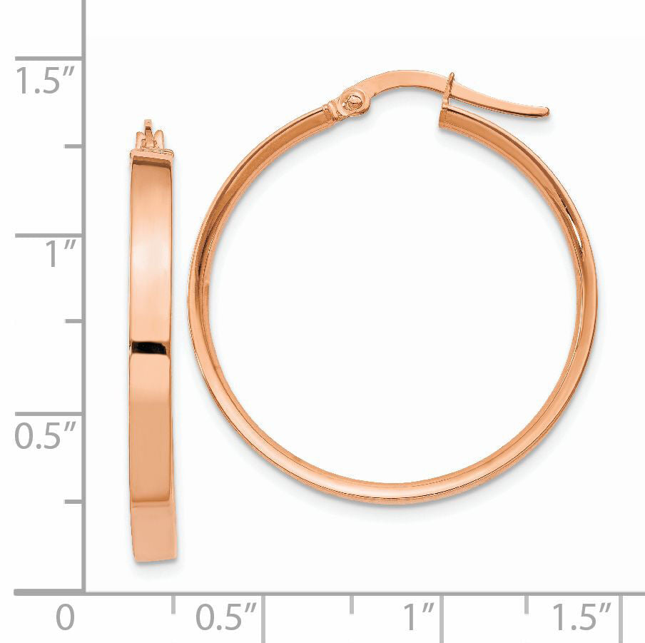 14K Rose Gold 3mm Large Hoop Earrings-PRE560
