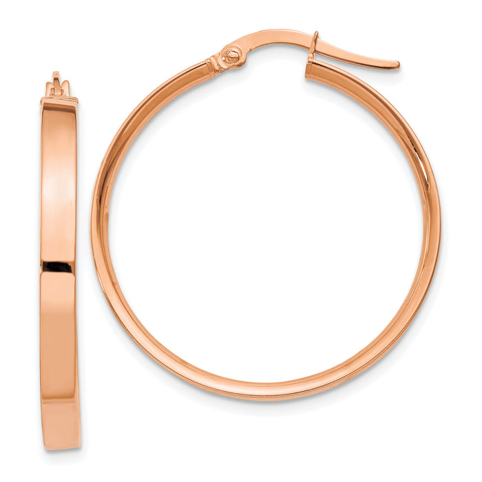 14K Rose Gold 3mm Large Hoop Earrings-PRE560