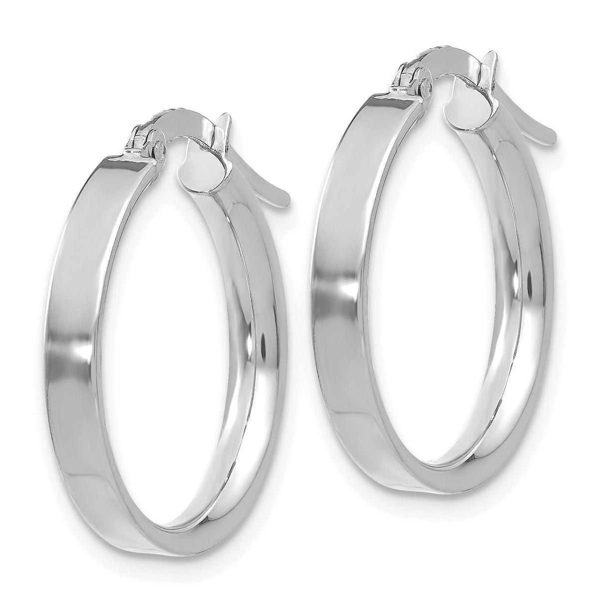 14K White Gold 3mm Small Hoop Earrings-PRE570