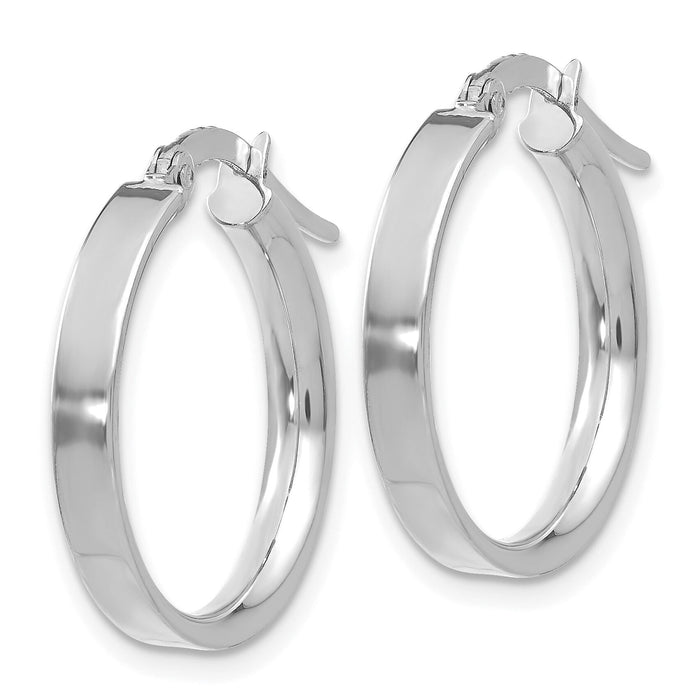 14K White Gold 3mm Small Hoop Earrings-PRE570