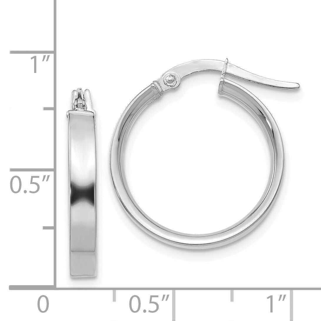 14K White Gold 3mm Small Hoop Earrings-PRE570