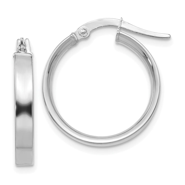 14K White Gold 3mm Small Hoop Earrings-PRE570