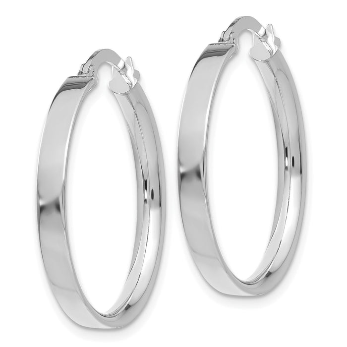 14K White Gold 3mm Medium Hoop Earrings-PRE571