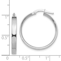 14K White Gold 3mm Medium Hoop Earrings-PRE571
