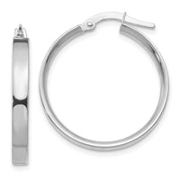 14K White Gold 3mm Medium Hoop Earrings-PRE571