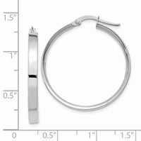 14K White Gold 3mm Large Hoop Earrings-PRE572
