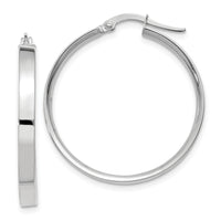 14K White Gold 3mm Large Hoop Earrings-PRE572