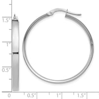 14K White Gold 3mm XL Hoop Earrings-PRE573