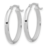14K White Gold Oval Hoop Earrings-PRE574