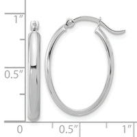 14K White Gold Oval Hoop Earrings-PRE574