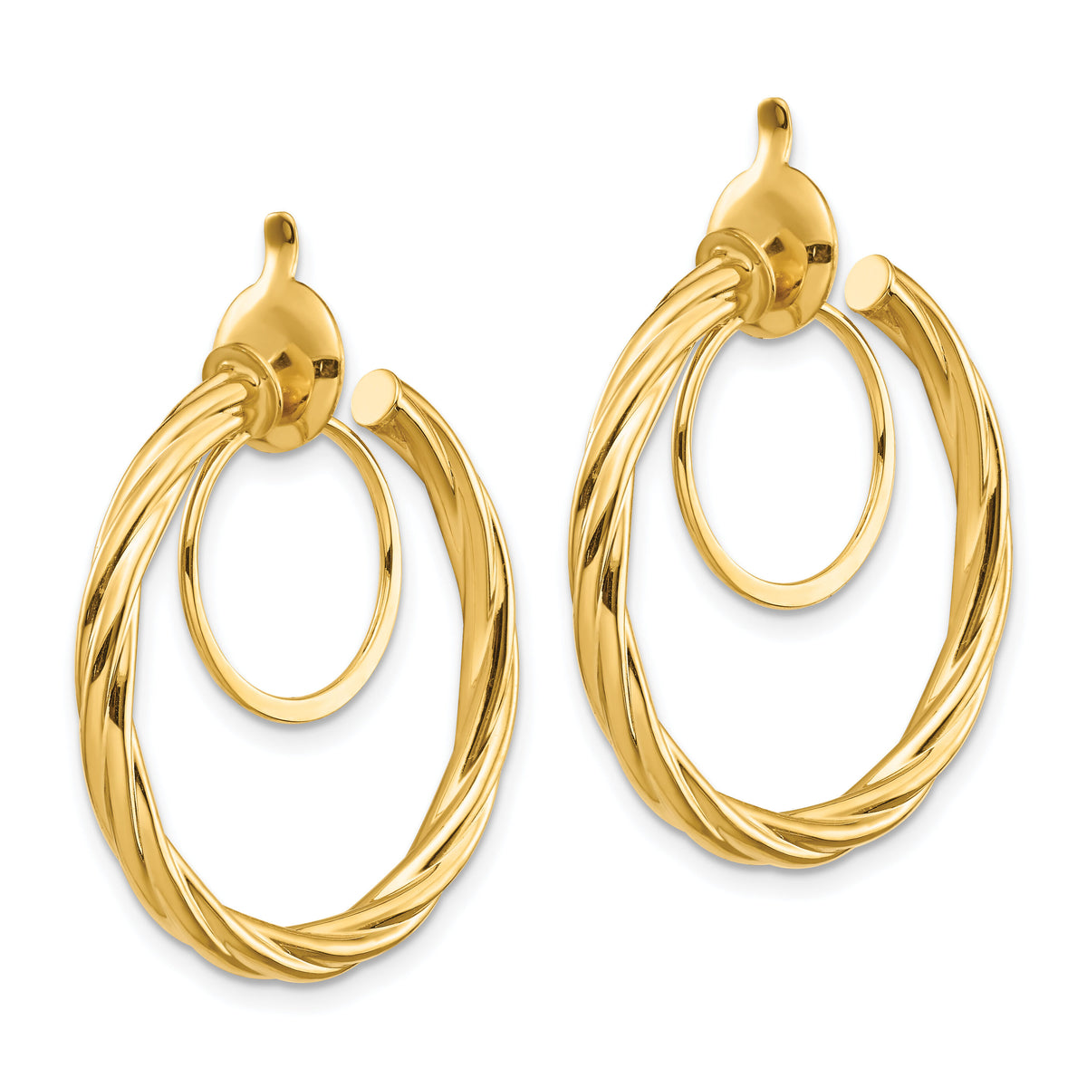 14K Twisted Non-pierced Hoop Earrings-PRE647