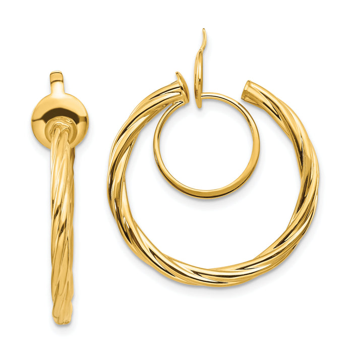 14K Twisted Non-pierced Hoop Earrings-PRE647