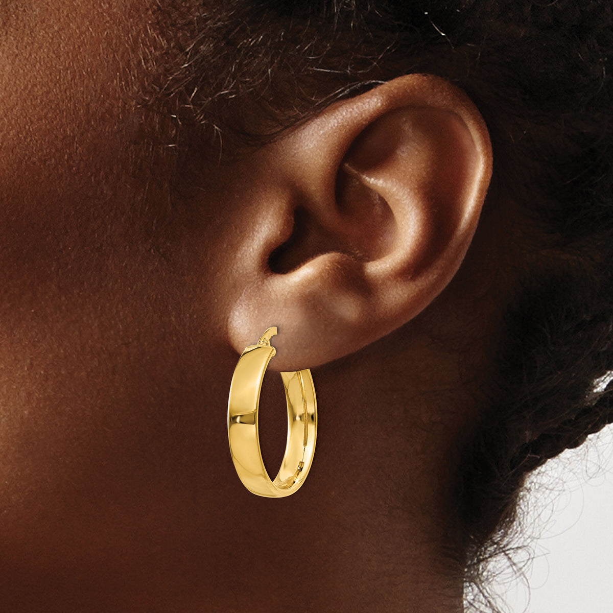 14k 4.75mm Large Hoop Earrings-PRE680