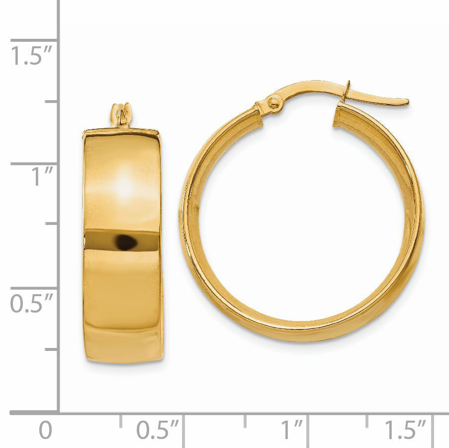 14k 7.75mm Polished Large Hoop Earrings-PRE684