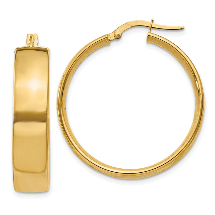 14k 6.75mm Hoop Earrings-PRE685