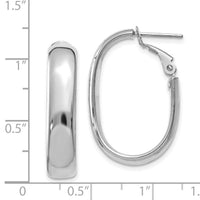 14k 5.75mm White Gold Oval Omega Back Hoop Earrings-PRE688W