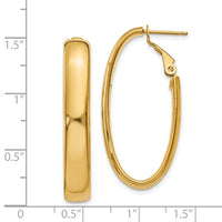 14k 5.75mm Oval Omega Back Hoop Earrings-PRE689
