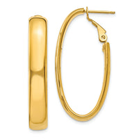 14k 5.75mm Oval Omega Back Hoop Earrings-PRE689