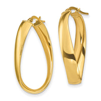 14k Twisted 6mm Oval Hoop Earrings-PRE691