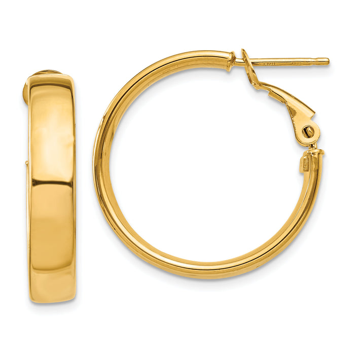 14k 5mm Omega Back Hoop Earrings-PRE733