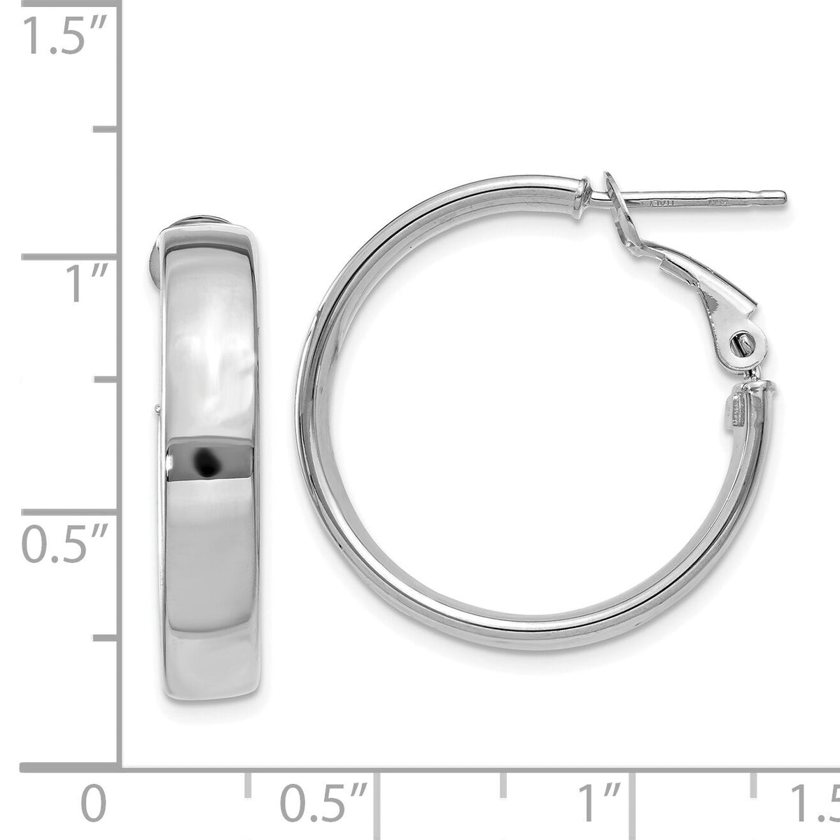 14k 5mm White Gold Omega Back Hoop Earrings-PRE733W