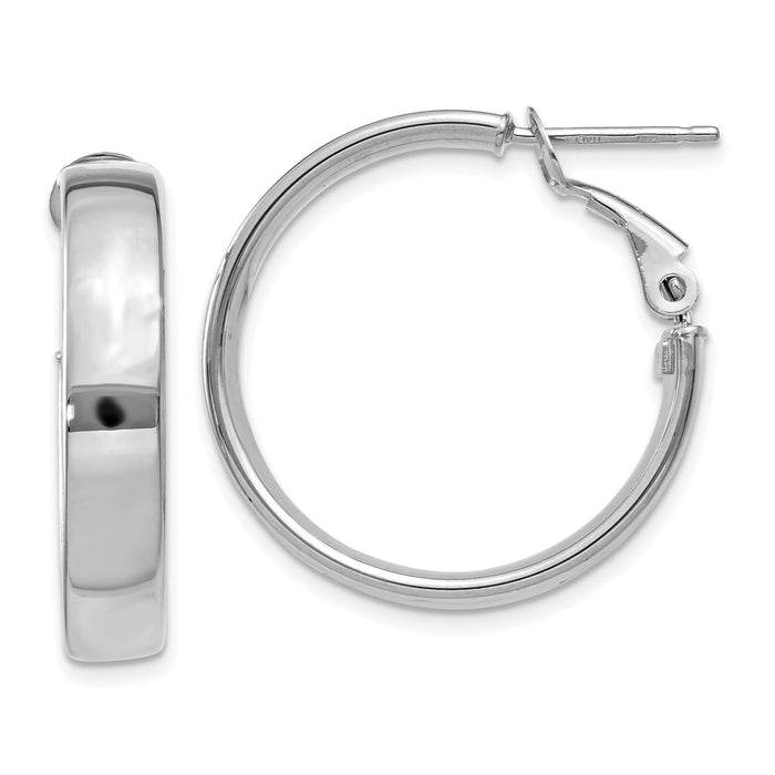 14k 5mm White Gold Omega Back Hoop Earrings-PRE733W